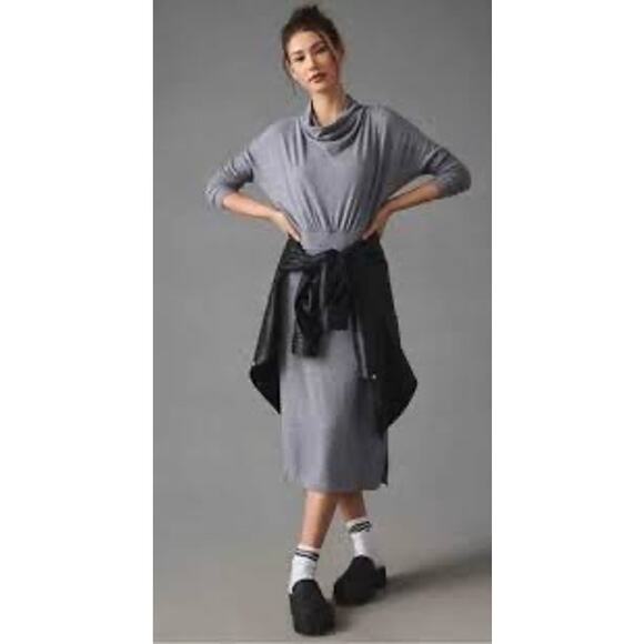 DAILY PRACTICE Draped Cowl Neck Midi Dress in Gray Women’s XXS - Picture 4 of 16
